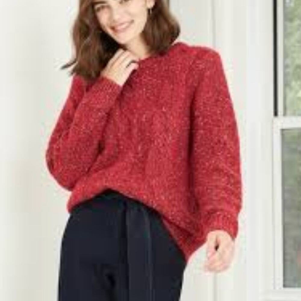 A New Day Red Cable‎ Knit Sweater Size Small